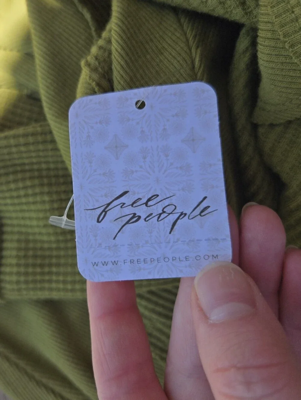 NWT Free People Santa Clara Olive Waffle Oversized Long Sleeve Top – Medium